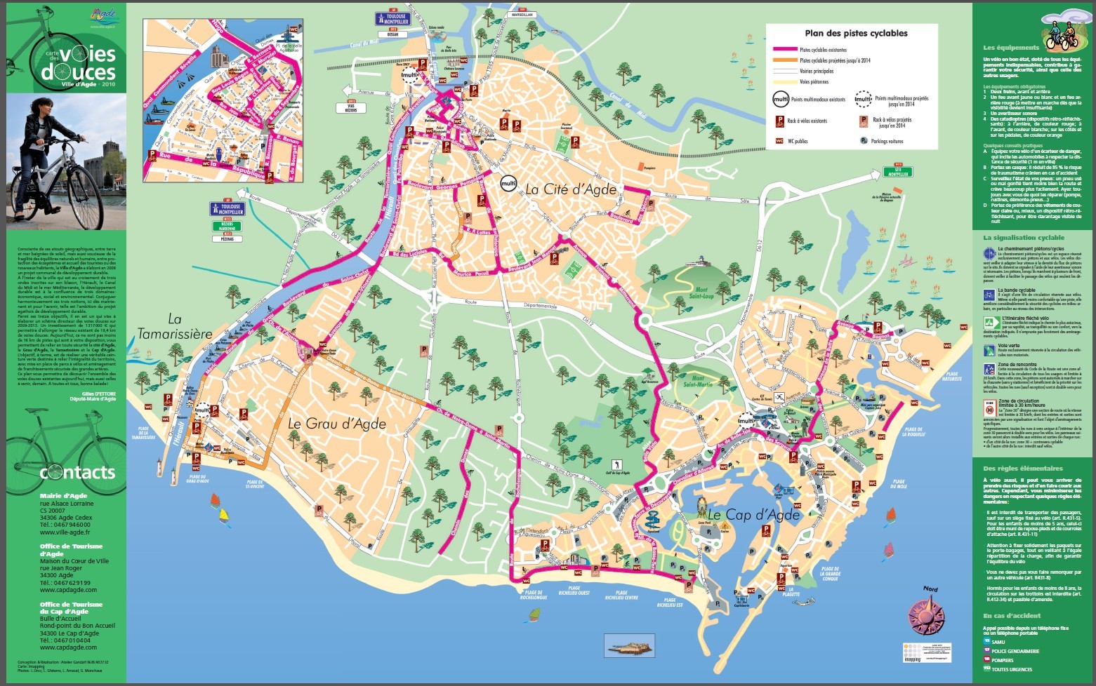 plan carte le cap d agde voies douces piste cyclable